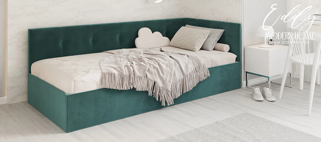Postel EDDY 2 pro děti a mládež tyrkysová TRINITY 100x200 kovový zdvižný rošt