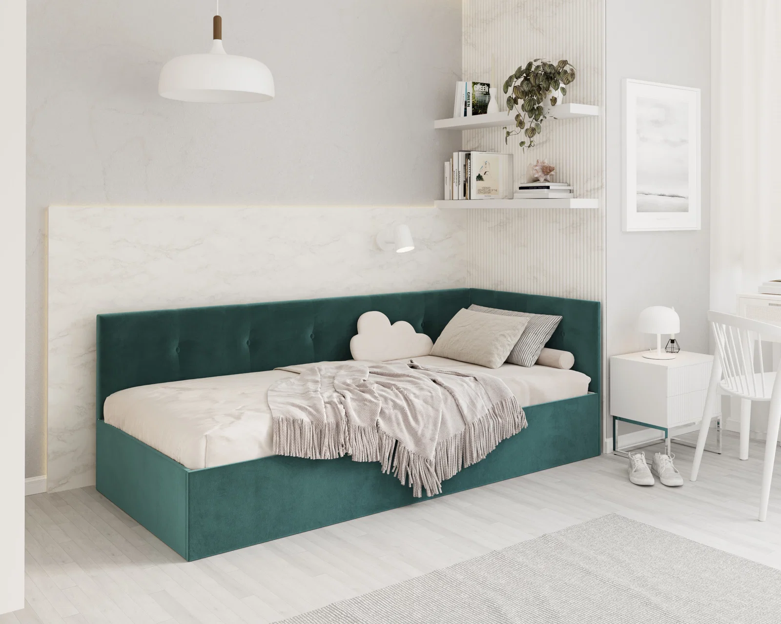 Postel EDDY 2 pro děti a mládež tyrkysová TRINITY 100x200 kovový zdvižný rošt