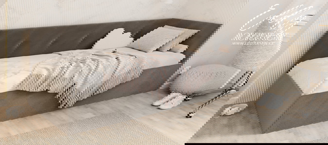 Posteľ EDDY 2 pre deti a mládež grafitová TRINITY 100x200 kovový zdvižný rošt