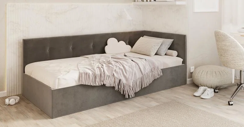 Postel EDDY 2 pro děti a mládež grafitová TRINITY 100x200 kovový zdvižný rošt