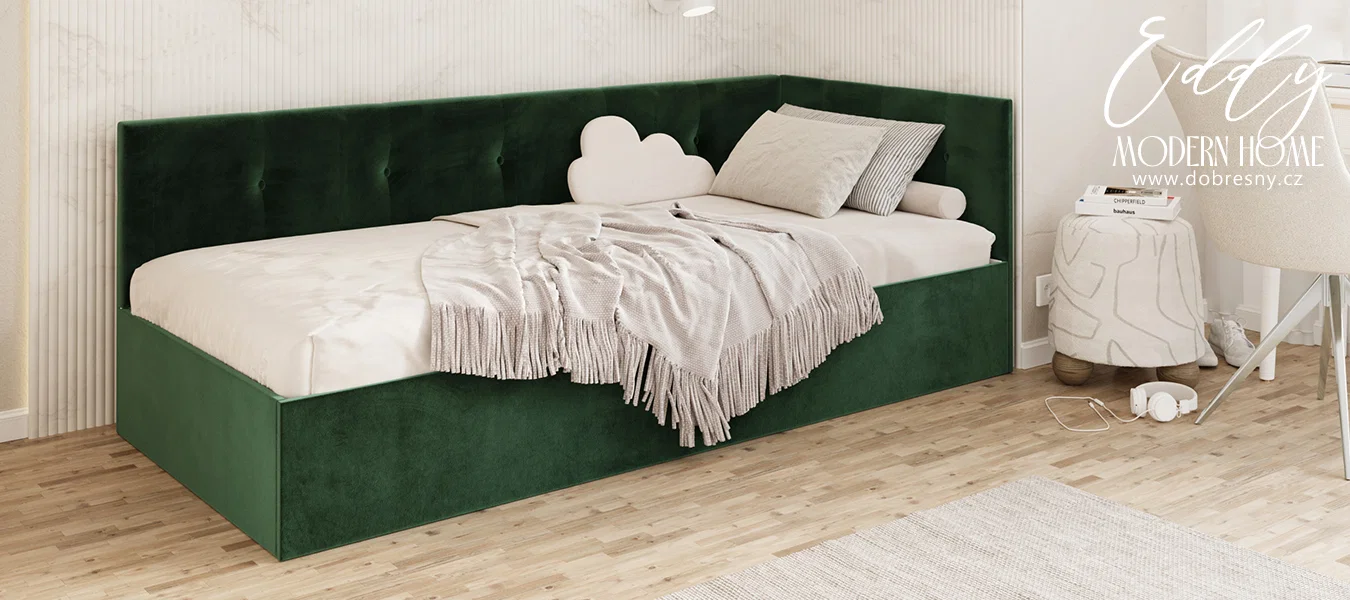 Postel EDDY 2 pro děti a mládež zelená TRINITY 100x200 kovový zdvižný rošt