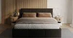 Čalouněná postel FRESIA 180x200cm Černá Ottawa s úložným prostorem kovový rošt