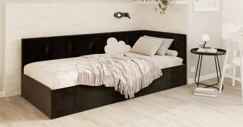 Postel EDDY 2 pro děti a mládež černá TRINITY 100x200 kovový zdvižný rošt