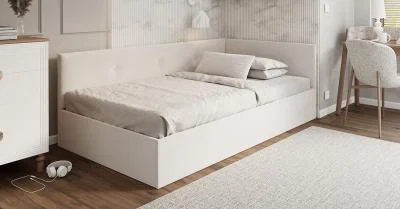 Postel EDDY 2 pro děti a mládež bílá TRINITY 120x200 kovový zdvižný rošt