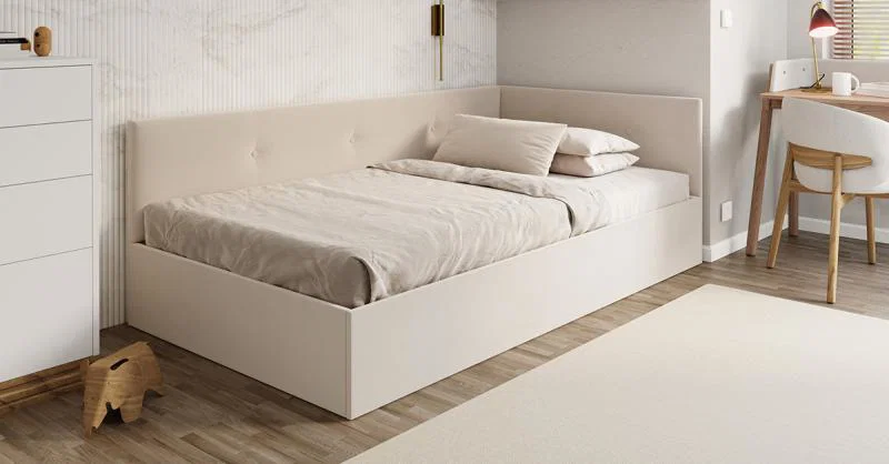 Postel EDDY 2 pro děti a mládež krémová TRINITY 120x200 kovový zdvižný rošt