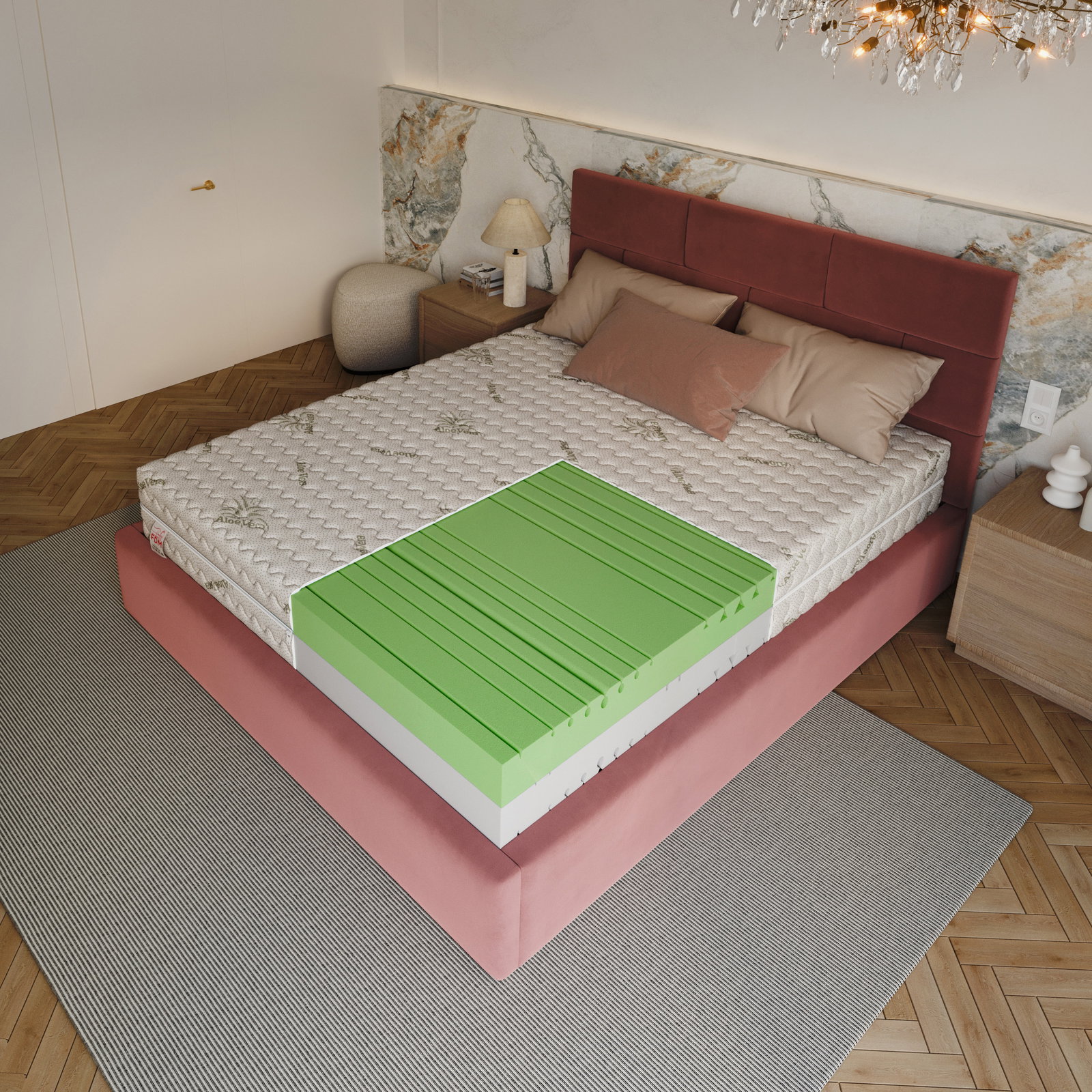 Penový matrac BALANCE ALOE VERA 200x200 cm 20 cm