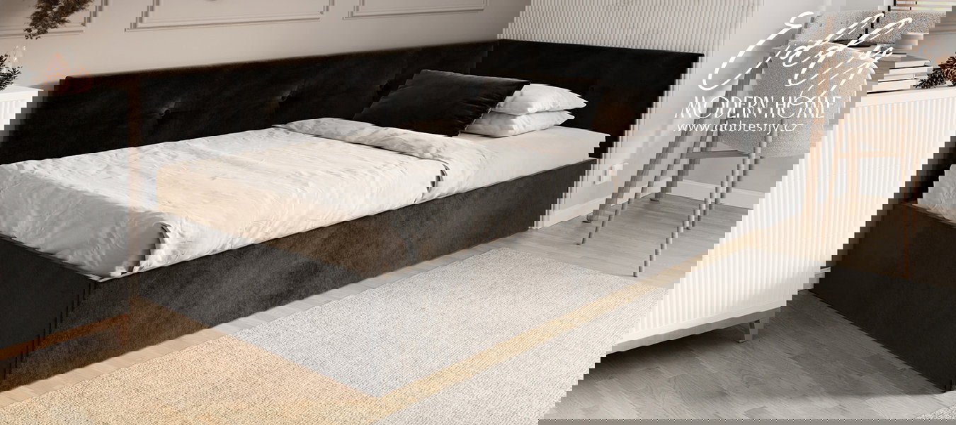 Posteľ EDDY 2 pre deti a mládež čierna TRINITY 120x200 kovový zdvižný rošt