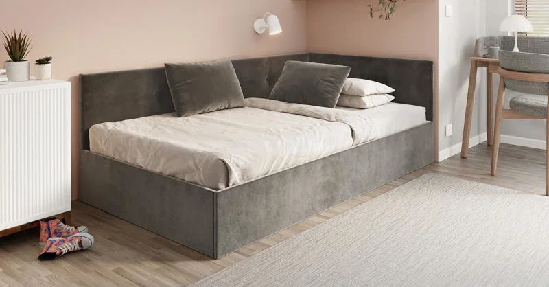 Postel EDDY 2 pro děti a mládež grafitová TRINITY 140x200 kovový zdvižný rošt