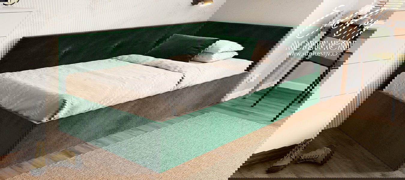 Posteľ EDDY 2 pre deti a mládež zelená TRINITY 140x200 kovový zdvižný rošt