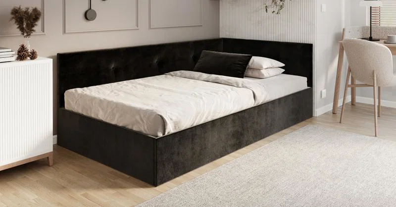 Postel EDDY 2 pro děti a mládež černá TRINITY 140x200 kovový zdvižný rošt