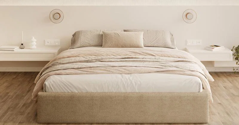 Čalouněná postel ORLANDO 90x200 Béžová Sztruks s úložným prostorem kovový rošt