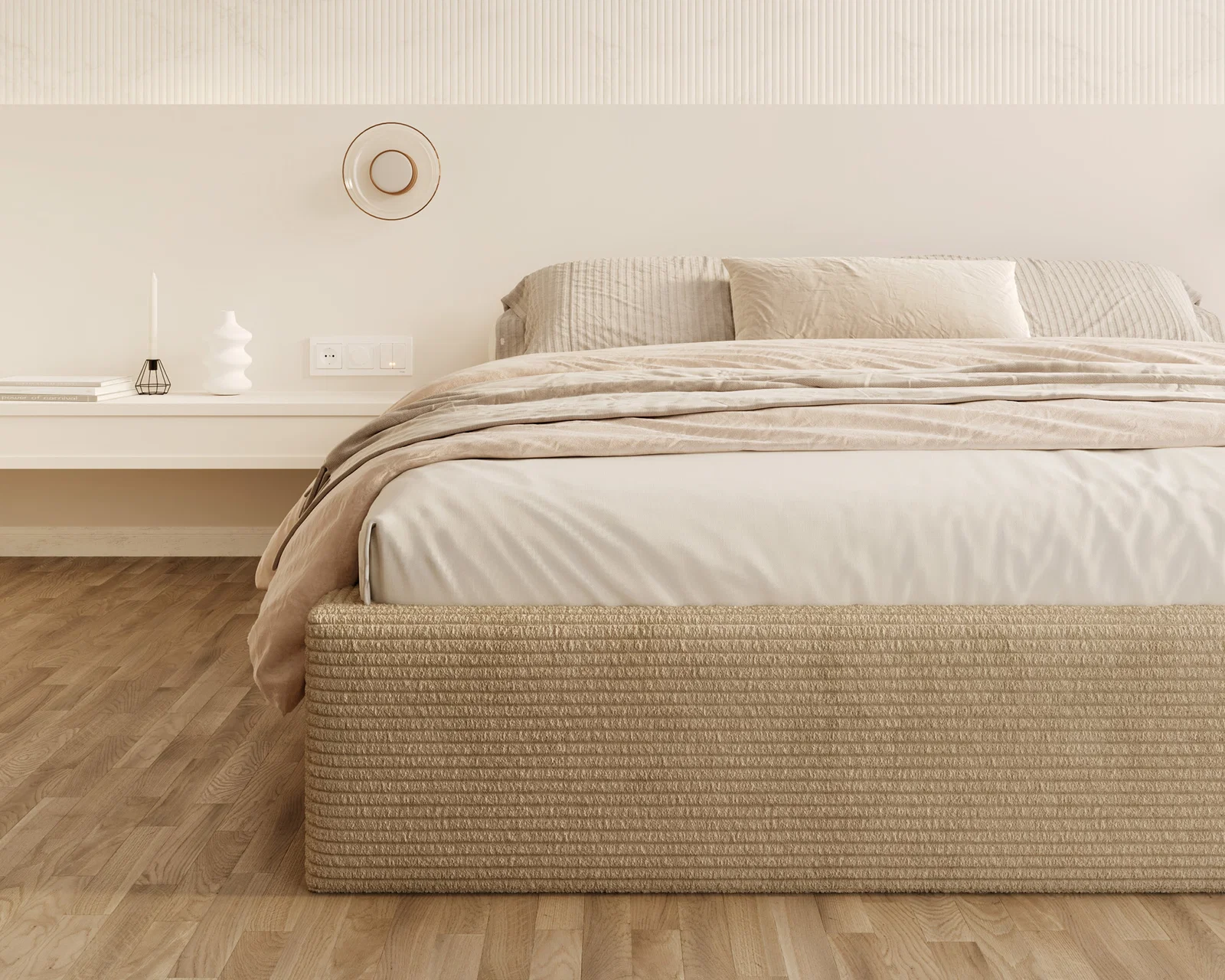 Čalouněná postel ORLANDO 120x200 Béžová Sztruks s úložným prostorem kovový rošt