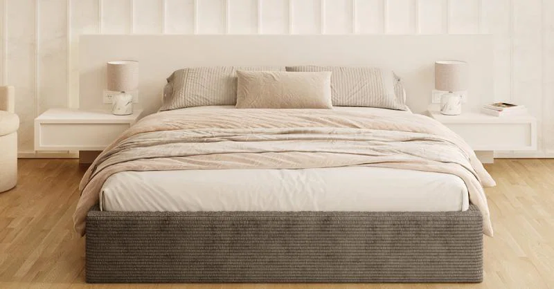 Čalouněná postel ORLANDO 120x200 Tmavě šedá Sztruks s úložným prostorem kovový rošt