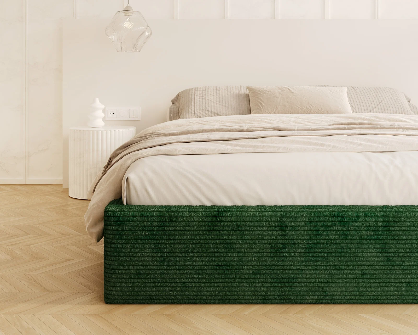 Čalouněná postel ORLANDO 160x200 Zelená Sztruks s úložným prostorem kovový rošt