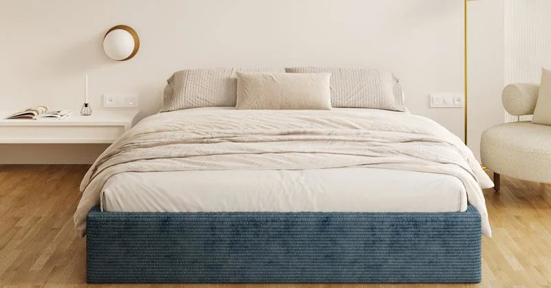 Čalouněná postel ORLANDO 180x200 Modrá Sztruks s úložným prostorem kovový rošt