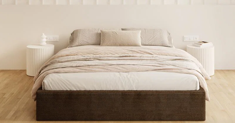 Čalouněná postel ORLANDO 120x200 Hnědá Sztruks s úložným prostorem kovový rošt