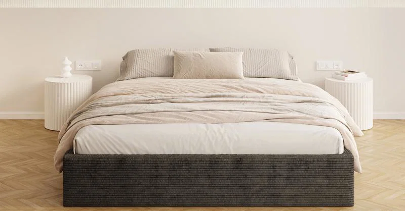 Čalouněná postel ORLANDO 90x200 Černá Sztruks s úložným prostorem kovový rošt