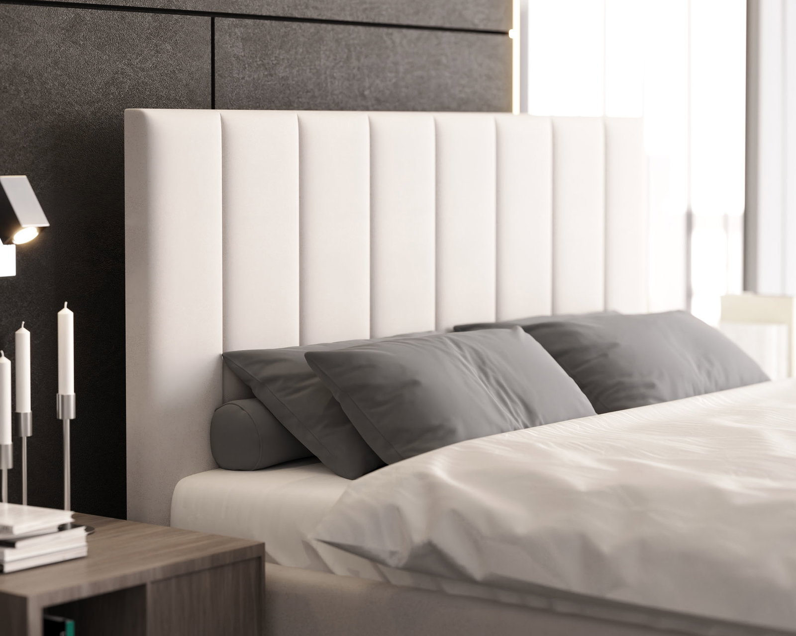 Čalúnená posteľ COLORADO 200x200 s kovovým zdvižným roštom BIELA