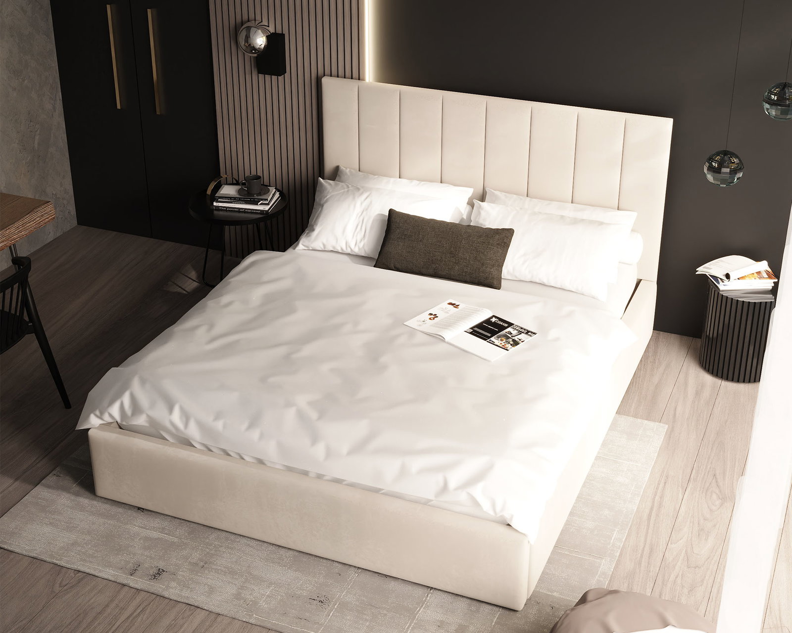 Čalúnená posteľ COLORADO 200x200 s kovovým zdvižným roštom KRÉMOVÁ