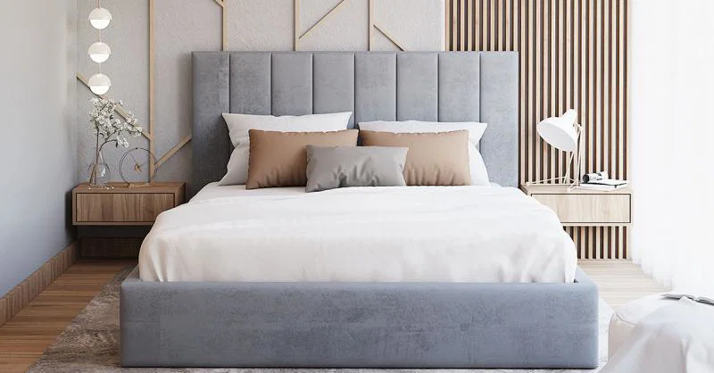 Čalouněná postel COLORADO 180x200 s kovovým zdvižným roštem ŠEDÁ TRINITY