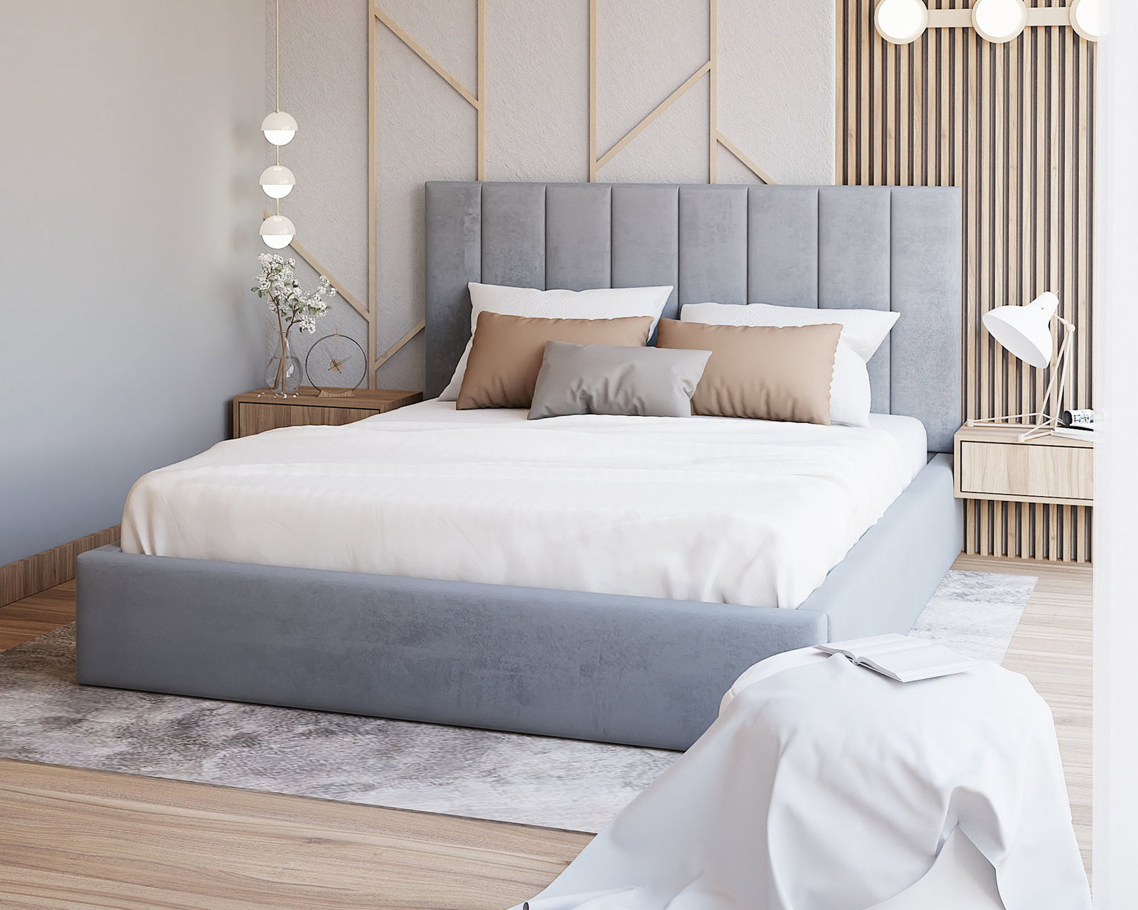 Čalúnená posteľ COLORADO 200x200 s kovovým zdvižným roštom SIVÁ TRINITY