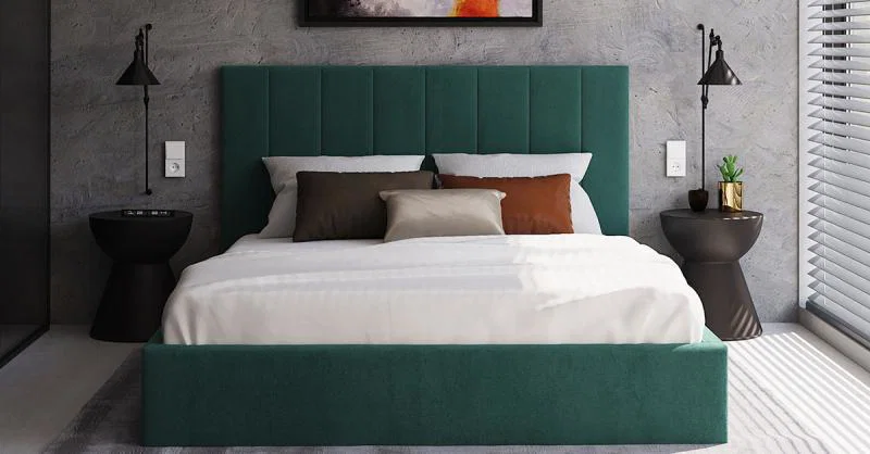 Čalouněná postel COLORADO 120x200 s kovovým zdvižným roštem TYRKYSOVÁ TRINITY