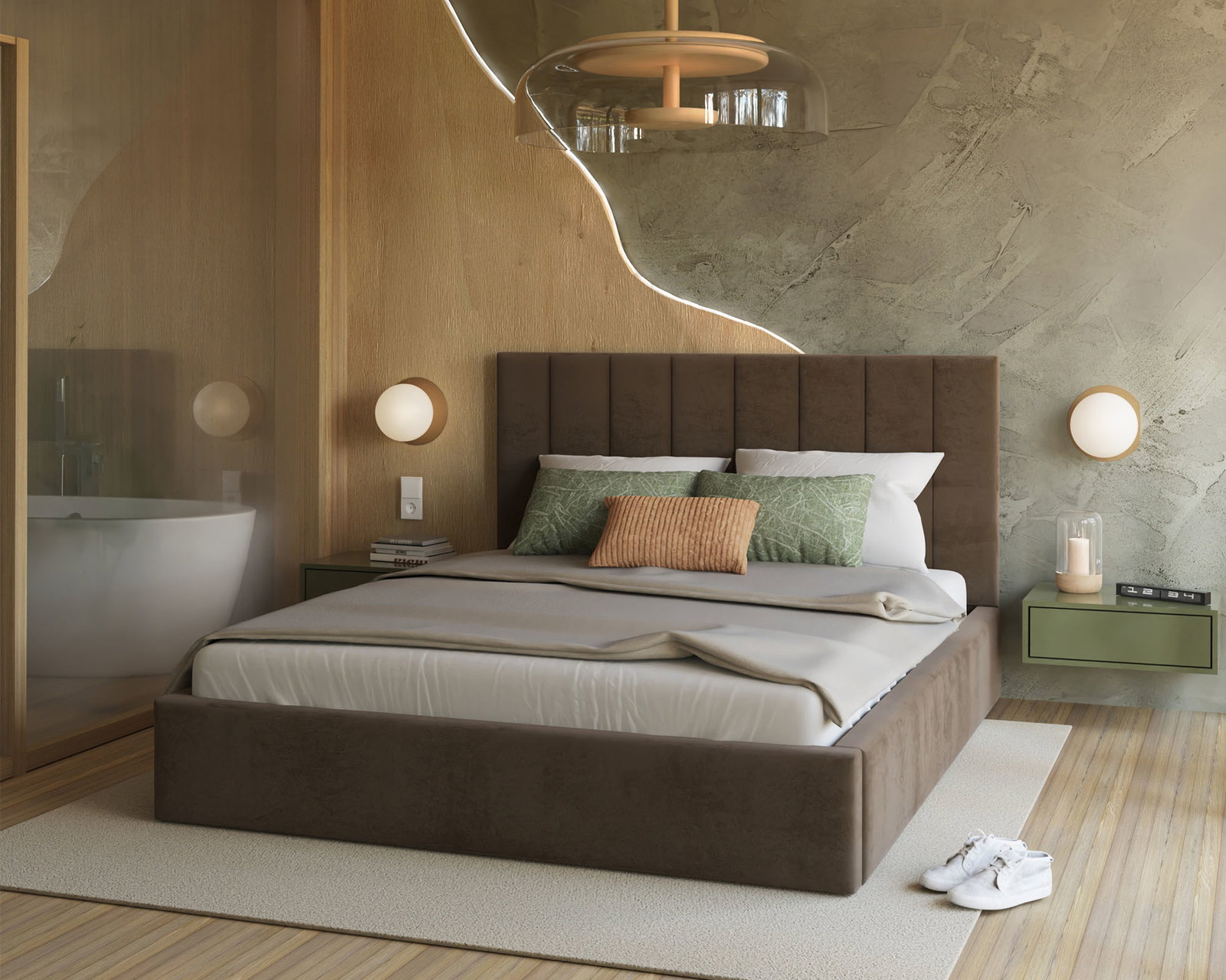 Čalúnená posteľ COLORADO 200x200 s kovovým zdvižným roštom HNEDÁ TRINITY