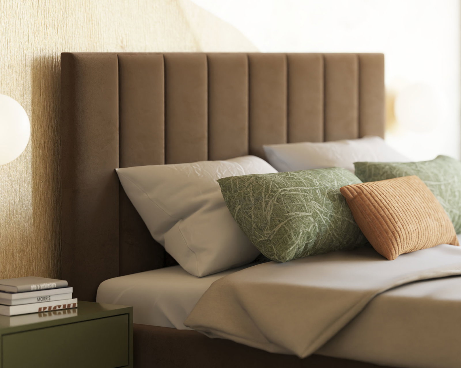 Čalúnená posteľ COLORADO 200x200 s kovovým zdvižným roštom HNEDÁ TRINITY