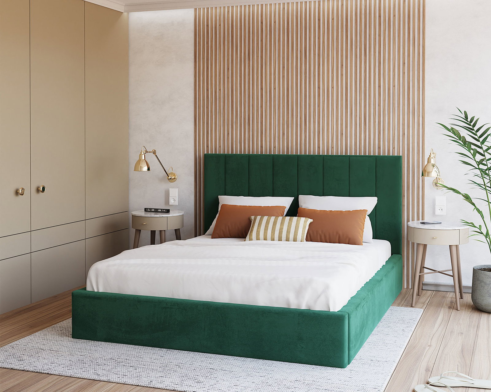 Čalúnená posteľ COLORADO 200x200 s kovovým zdvižným roštom ZELENÁ TRINITY