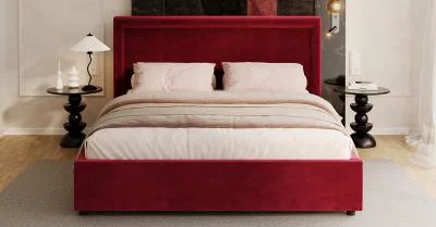 Čalouněná postel NOBILE 90x200 Vínová Paris s úložným prostorem kovový rošt