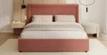 Čalouněná postel NOBILE 90x200 Lososová Paris s úložným prostorem kovový rošt