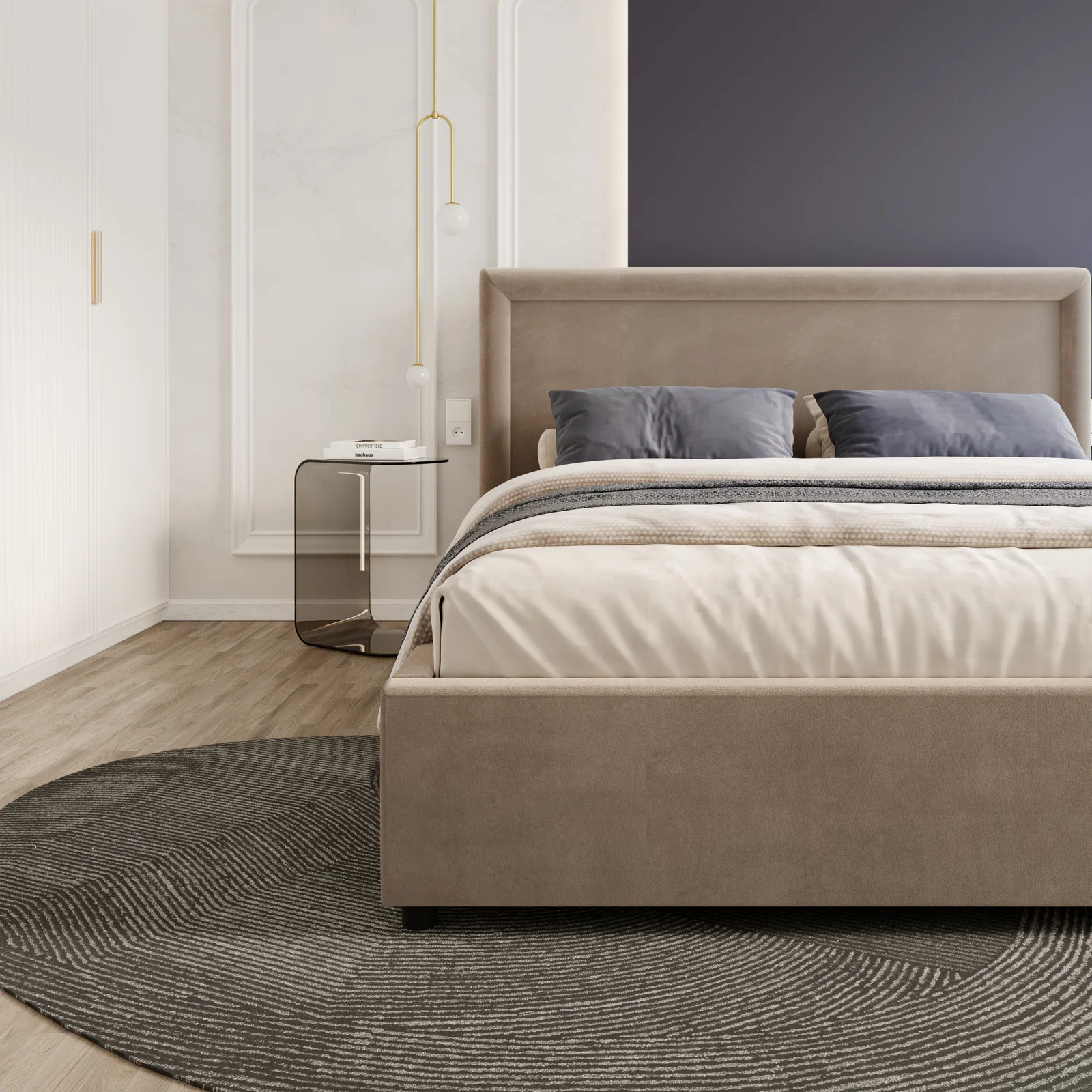 Čalouněná postel NOBILE 120x200 Béžová Paris s úložným prostorem kovový rošt