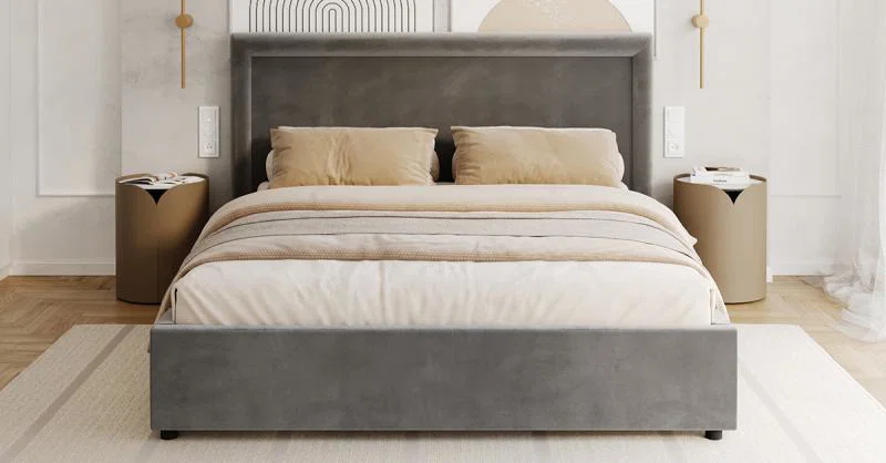 Čalouněná postel NOBILE 120x200 Šedá Paris s úložným prostorem kovový rošt