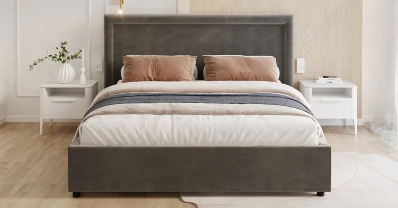 Čalouněná postel NOBILE 120x200 Tmavě šedá Paris s úložným prostorem kovový rošt