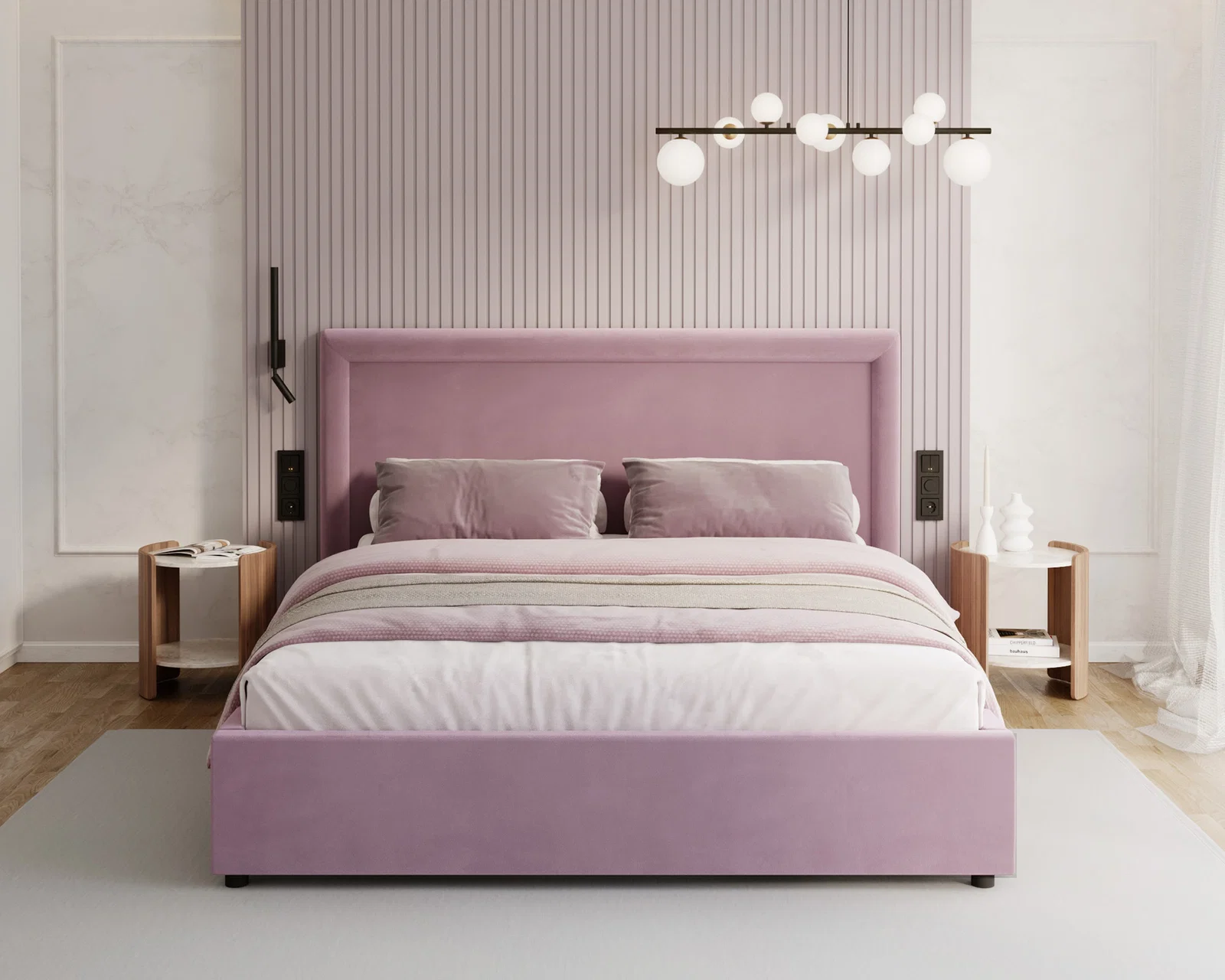 Čalouněná postel NOBILE 140x200 Fialová Paris s úložným prostorem kovový rošt