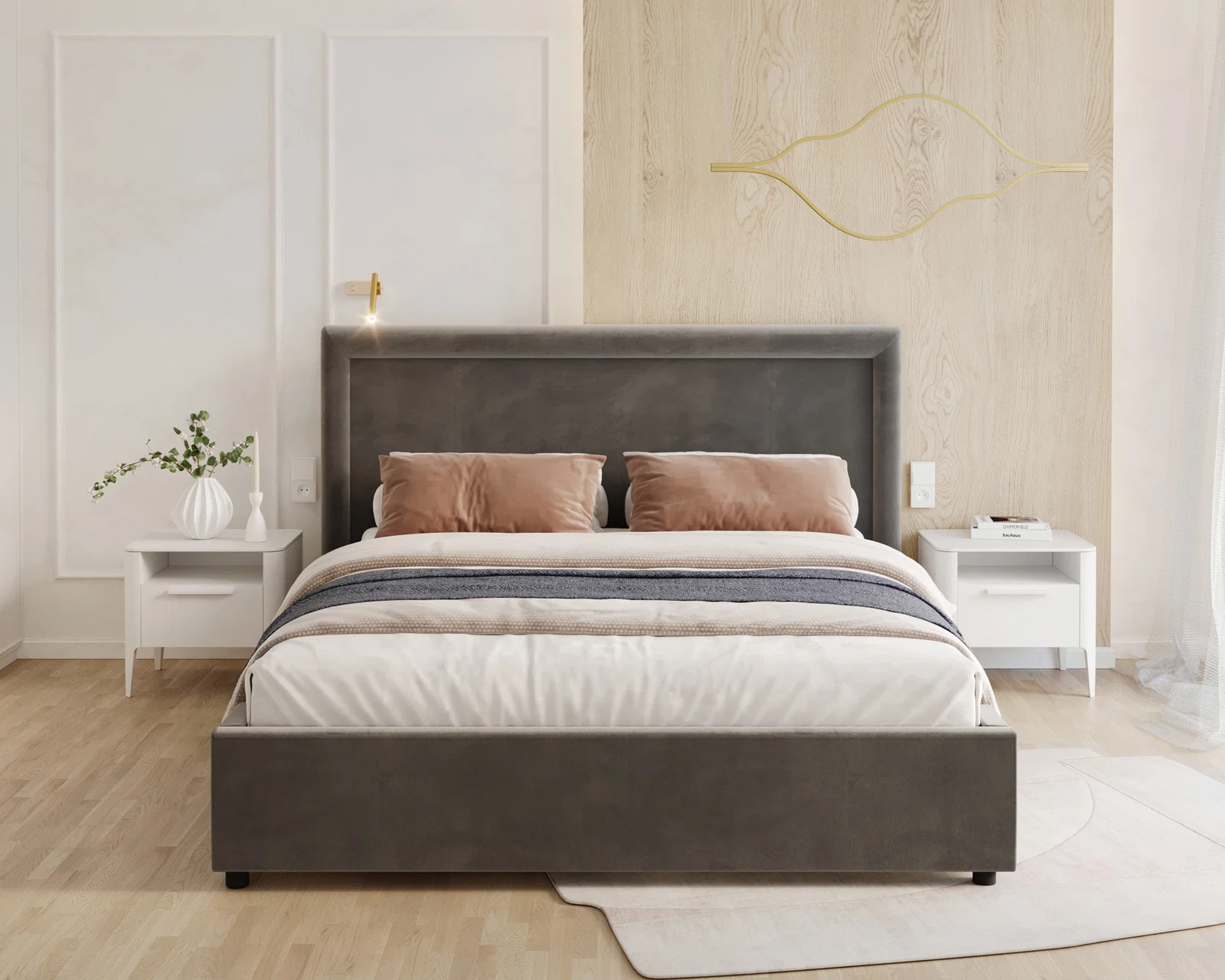 Čalouněná postel NOBILE 140x200 Tmavě šedá Paris s úložným prostorem kovový rošt