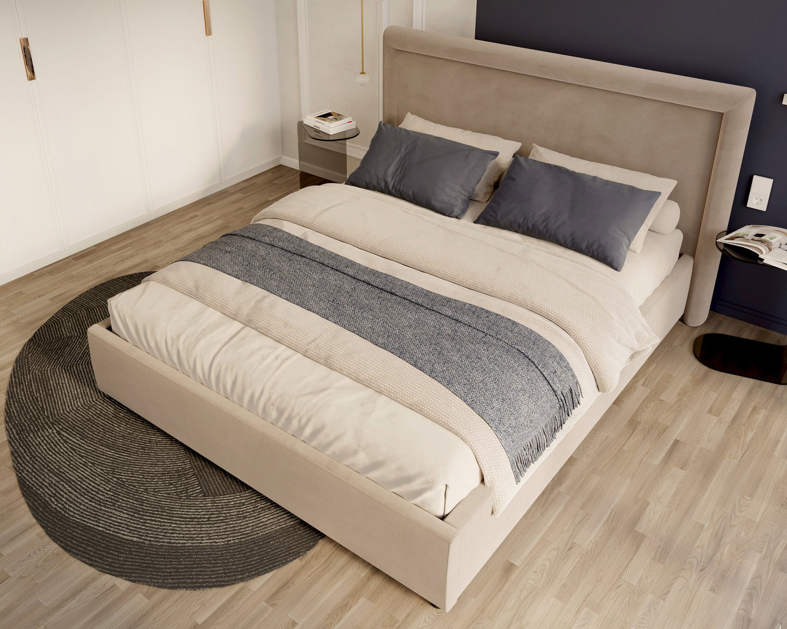 Čalúnená posteľ NOBILE 160x200 Béžová Paris s úložným priestorom kovový rošt