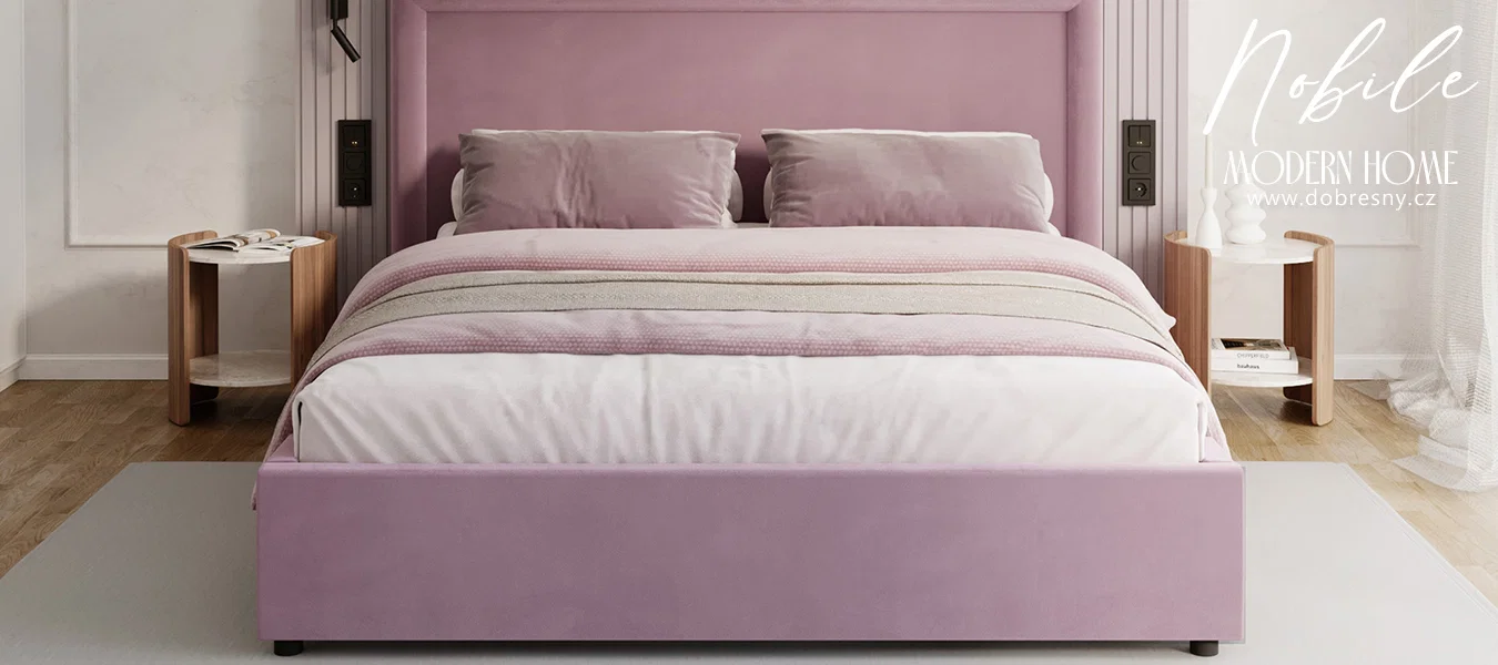 Čalouněná postel NOBILE 160x200 Fialová Paris s úložným prostorem kovový rošt