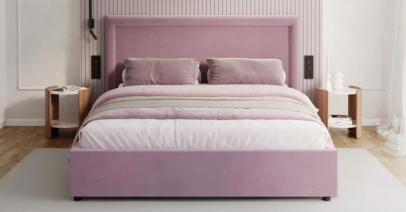 Čalouněná postel NOBILE 160x200 Fialová Paris s úložným prostorem kovový rošt