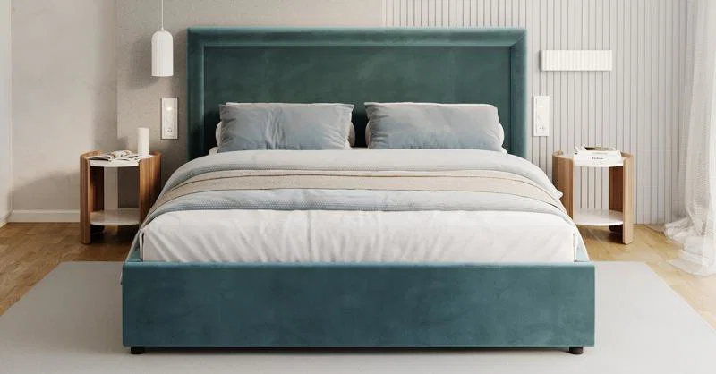 Čalouněná postel NOBILE 160x200 Modrá Paris s úložným prostorem kovový rošt