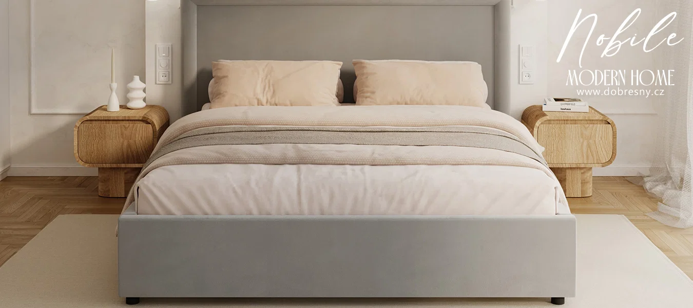 Čalouněná postel NOBILE 160x200 Světle šedá Paris s úložným prostorem kovový rošt