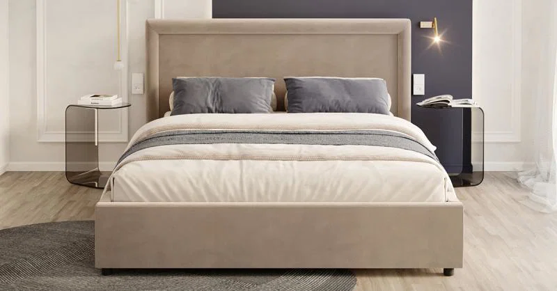 Čalouněná postel NOBILE 180x200 Béžová Paris s úložným prostorem kovový rošt
