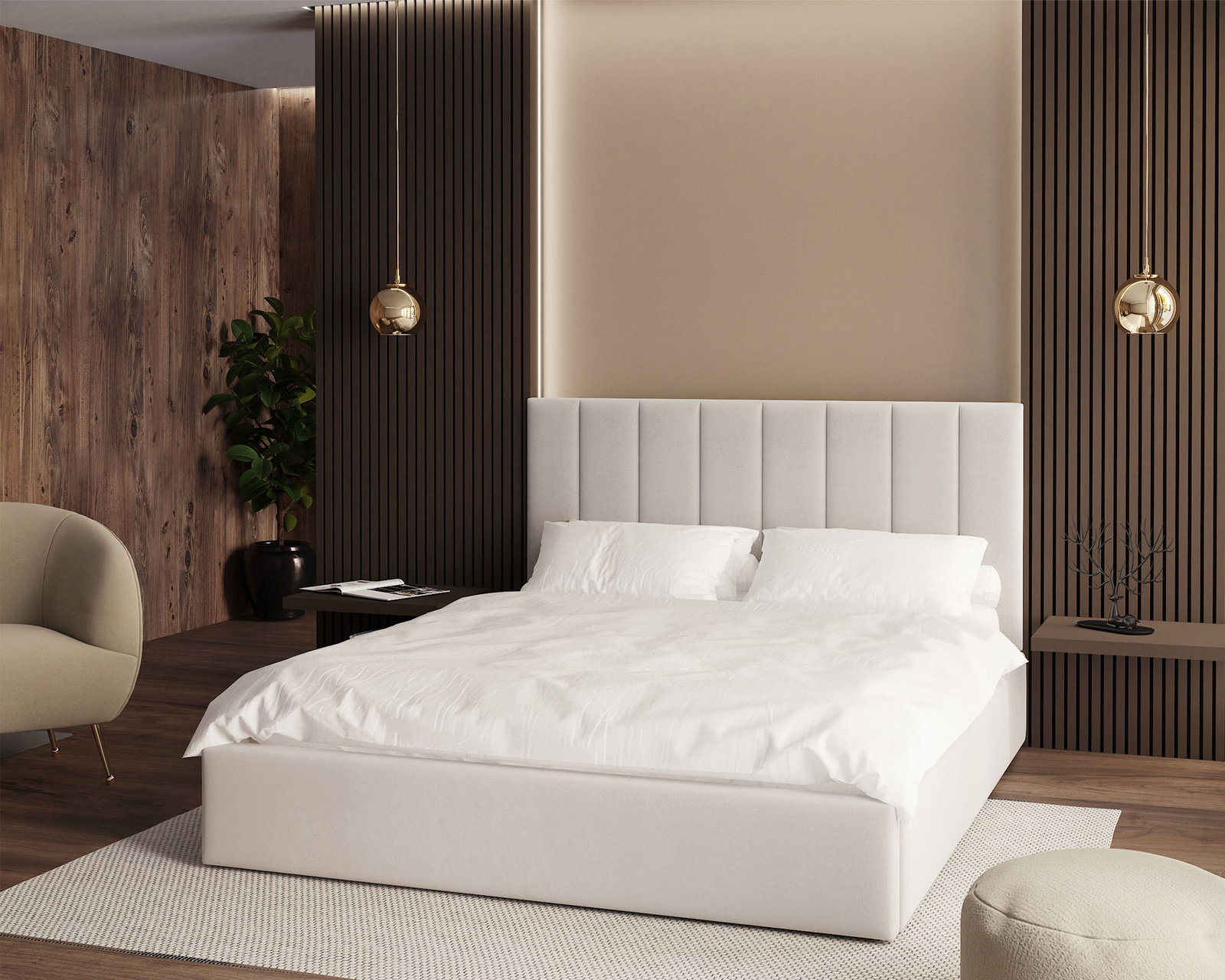 Luxusná posteľ COLORADO 160x200 s kovovým zdvižným roštom Biely PARIS