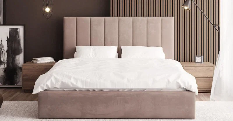 Čalouněná postel COLORADO 140x200 s kovovým zdvižným roštem BÉŽOVÁ PARIS