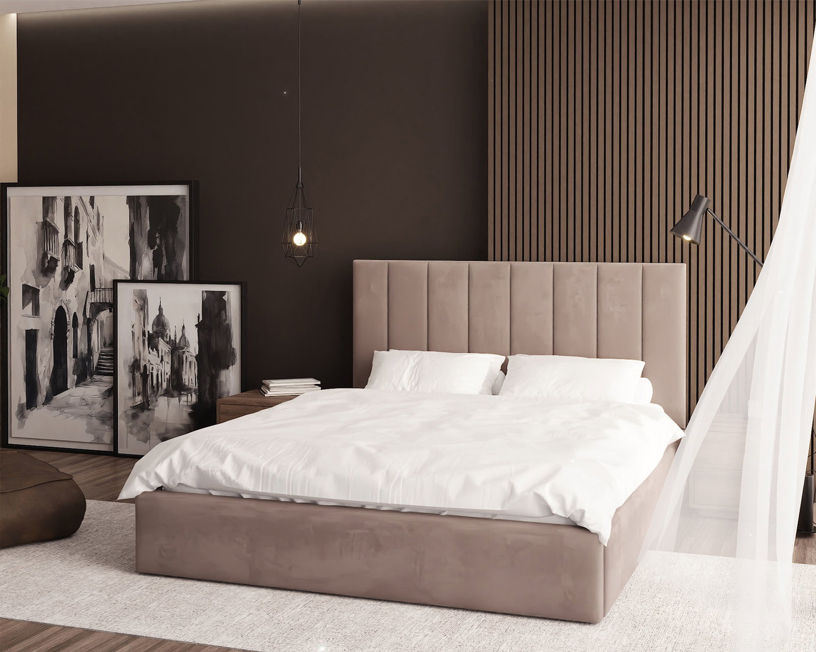 Luxusná posteľ COLORADO 160x200 s kovovým zdvižným roštom Béžová PARIS