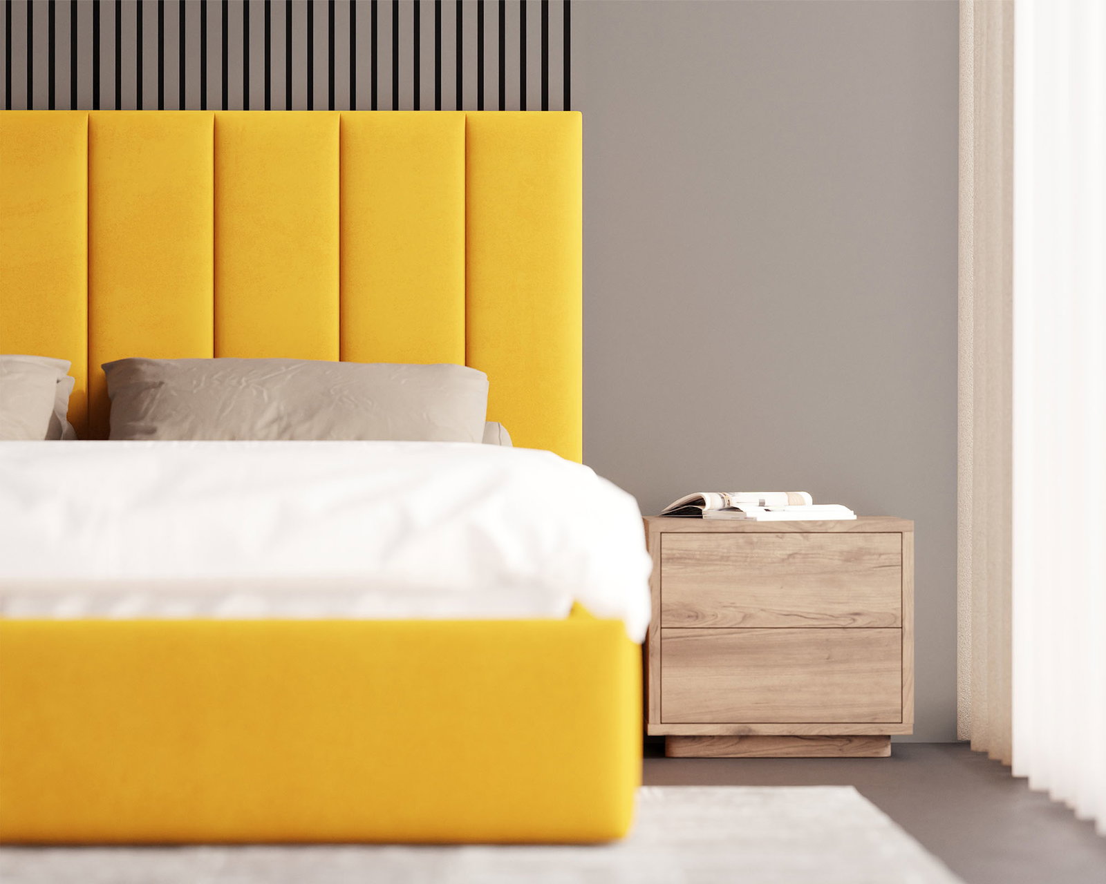 Luxusná posteľ COLORADO 90x200 s kovovým zdvižným roštom Žltá PARIS