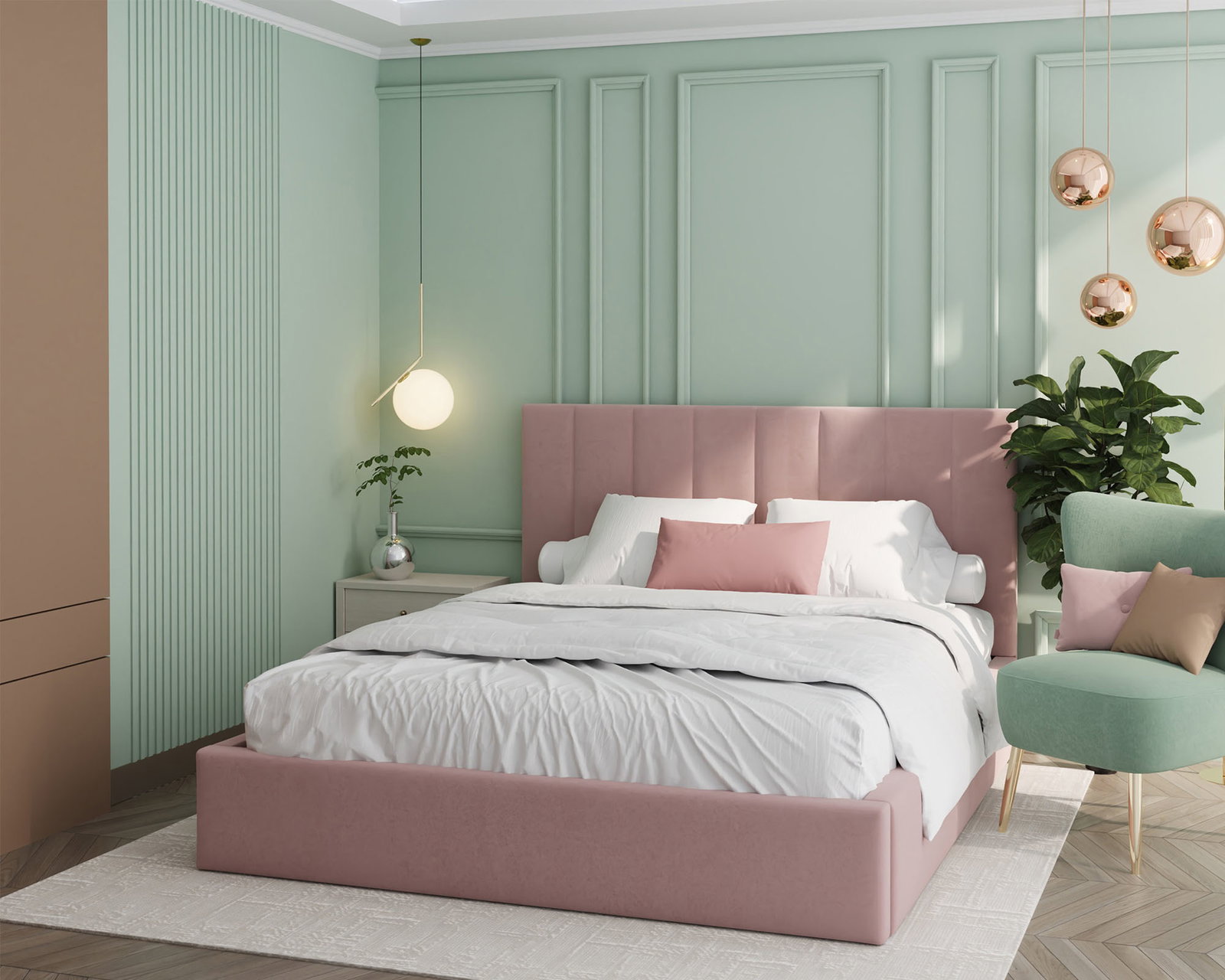 Luxusná posteľ COLORADO 90x200 s kovovým zdvižným roštom Ružová PARIS