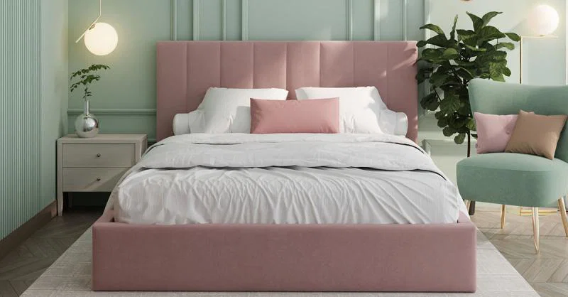 Čalouněná postel COLORADO 180x200 s kovovým zdvižným roštem RŮŽOVÁ PARIS