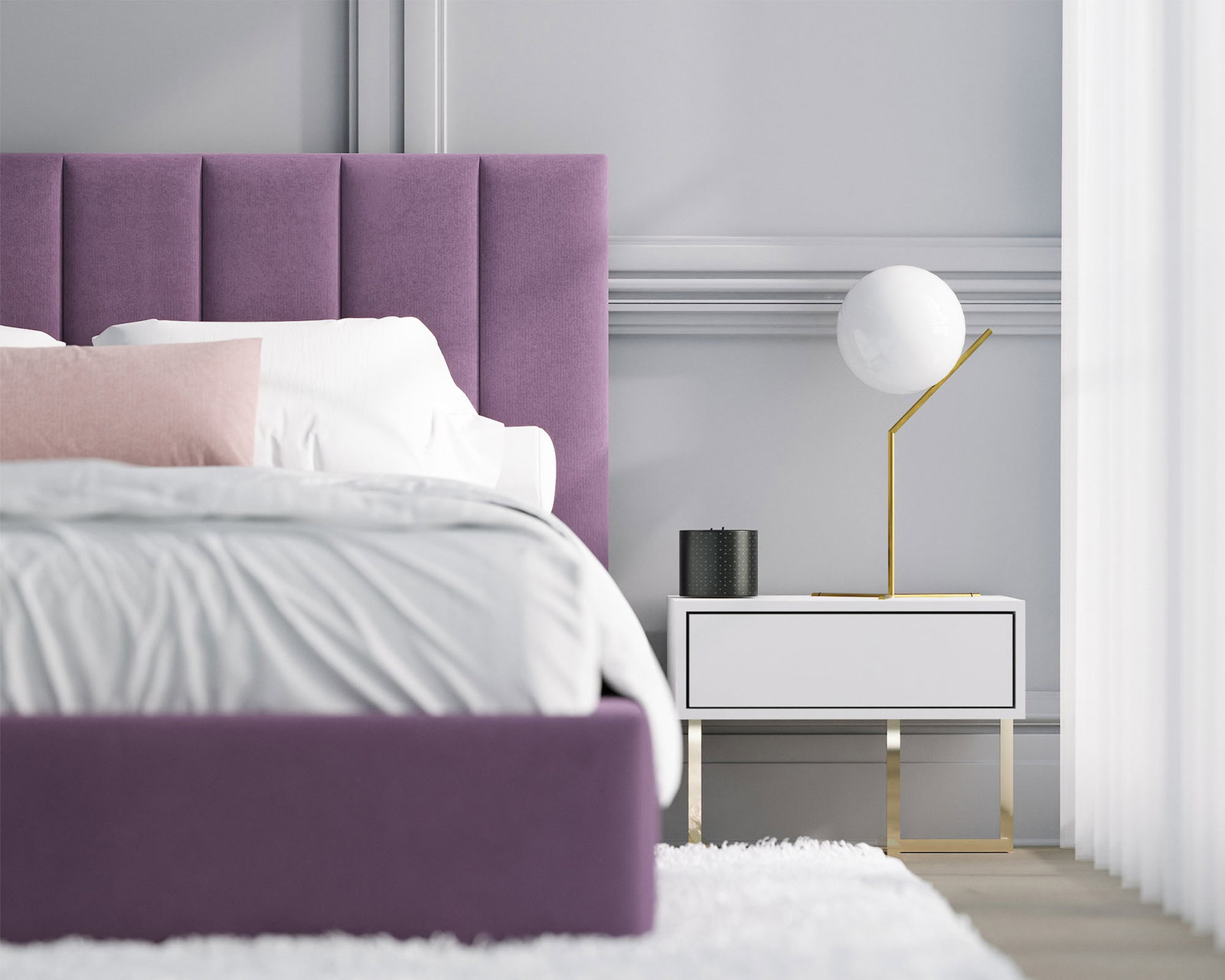Luxusná posteľ COLORADO 160x200 s kovovým zdvižným roštom Fialová PARIS