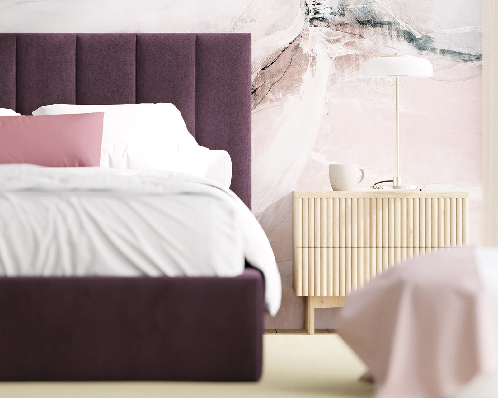 Luxusná posteľ COLORADO 120x200 s kovovým zdvižným roštom Tmavo fialová PARIS